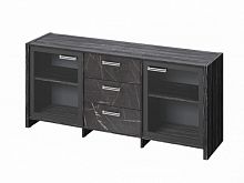 Тумба трехсекционная с 2 дверьми FB-13-02.G. Древесина Графит/Камень Пьетра Гриджиа черный