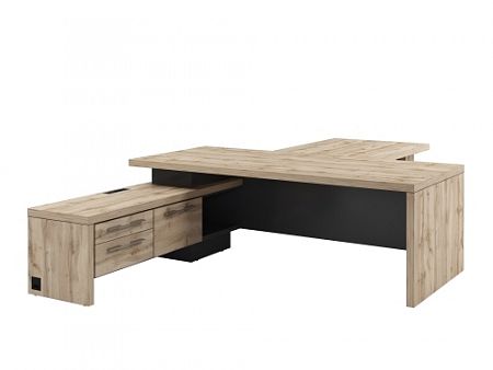 Стол руководителя с опорной тумбой Т-822.1000Л с блоком розеток и брифингом